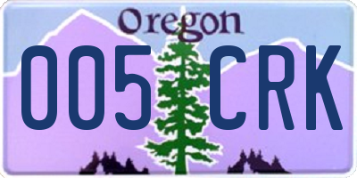 OR license plate 005CRK