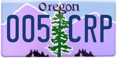 OR license plate 005CRP