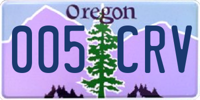 OR license plate 005CRV