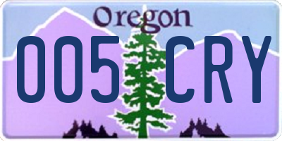 OR license plate 005CRY