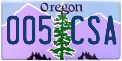OR license plate 005CSA