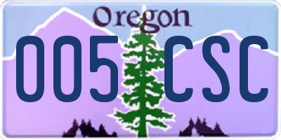OR license plate 005CSC