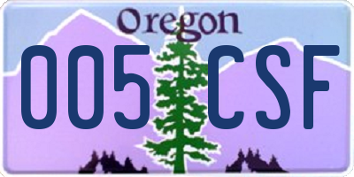 OR license plate 005CSF