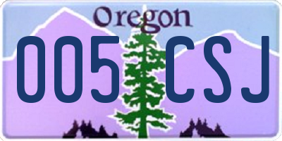 OR license plate 005CSJ