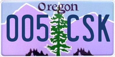 OR license plate 005CSK