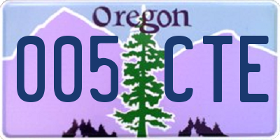 OR license plate 005CTE