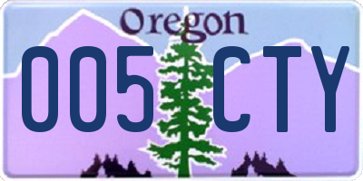 OR license plate 005CTY