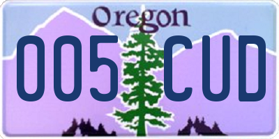 OR license plate 005CUD
