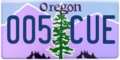 OR license plate 005CUE