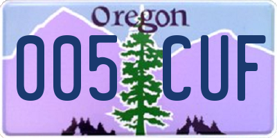 OR license plate 005CUF