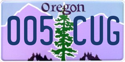 OR license plate 005CUG