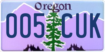 OR license plate 005CUK