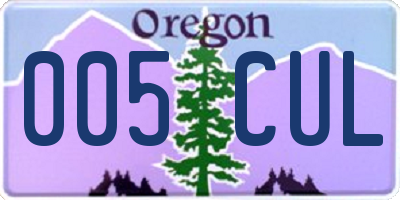 OR license plate 005CUL