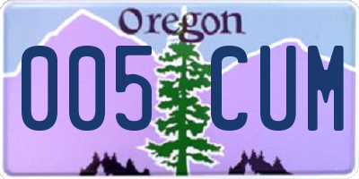 OR license plate 005CUM