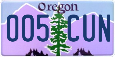 OR license plate 005CUN