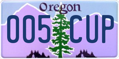 OR license plate 005CUP