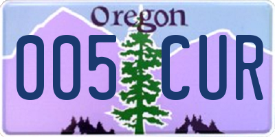 OR license plate 005CUR