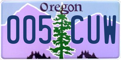 OR license plate 005CUW