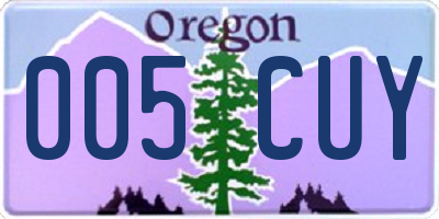 OR license plate 005CUY