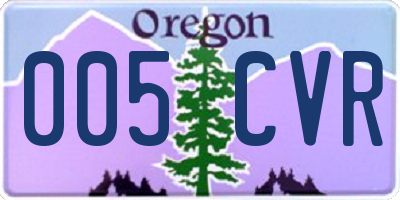 OR license plate 005CVR