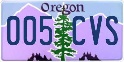 OR license plate 005CVS
