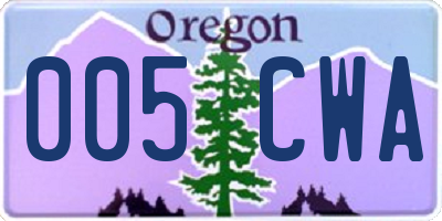 OR license plate 005CWA