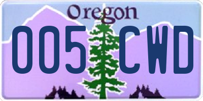 OR license plate 005CWD