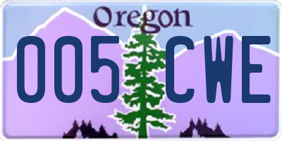 OR license plate 005CWE