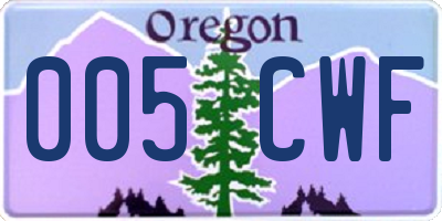 OR license plate 005CWF