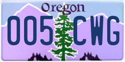 OR license plate 005CWG