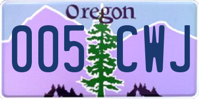 OR license plate 005CWJ