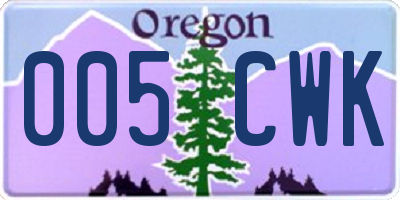 OR license plate 005CWK