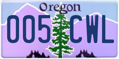 OR license plate 005CWL