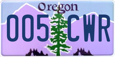 OR license plate 005CWR