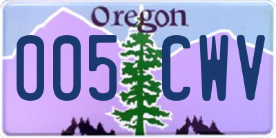 OR license plate 005CWV