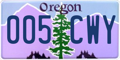OR license plate 005CWY
