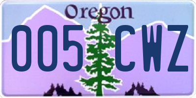 OR license plate 005CWZ