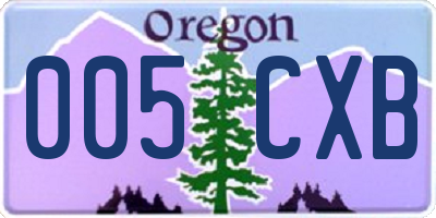 OR license plate 005CXB
