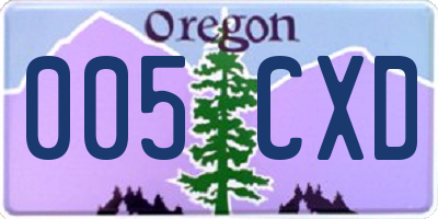OR license plate 005CXD
