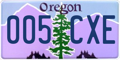 OR license plate 005CXE