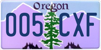 OR license plate 005CXF