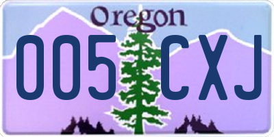 OR license plate 005CXJ