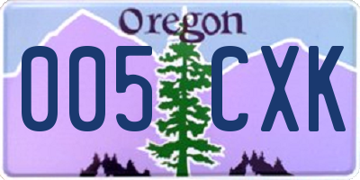 OR license plate 005CXK