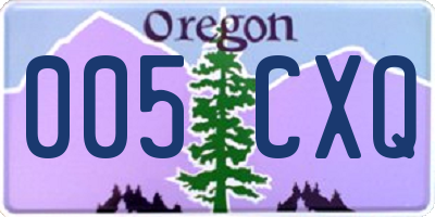 OR license plate 005CXQ