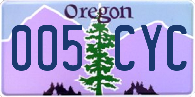 OR license plate 005CYC