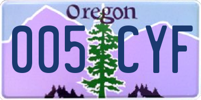 OR license plate 005CYF