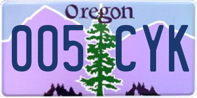 OR license plate 005CYK