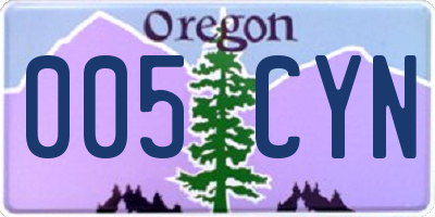 OR license plate 005CYN