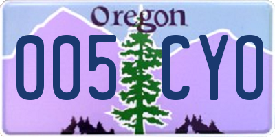OR license plate 005CYO