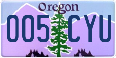OR license plate 005CYU